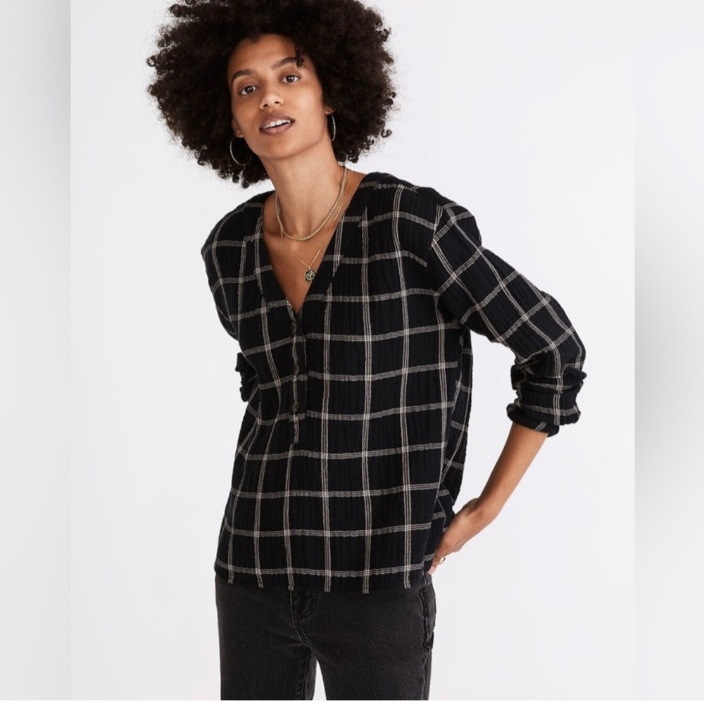 NWT Madewell Lightspun Evert Top in Windowpane
